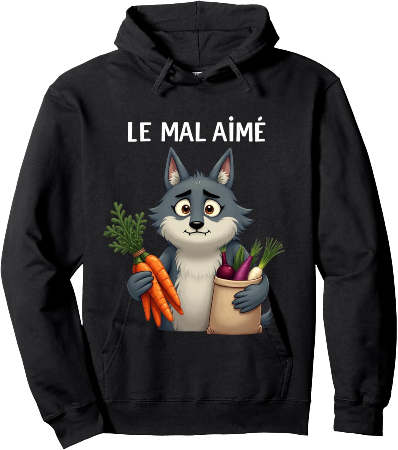 Evil Loved A Wolf Eating Vegetables to Have Friends Hoodie - Hoodie | Black