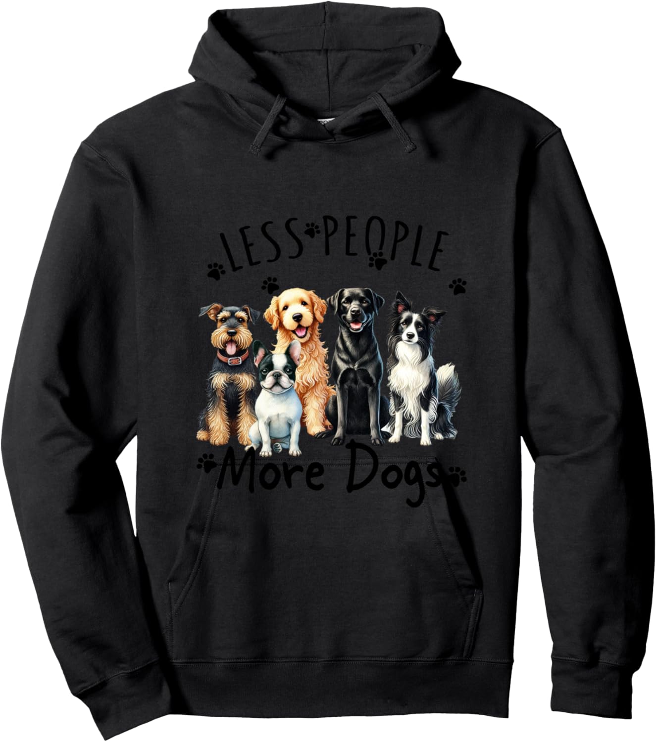 Less People More Dogs Hoodie - Hoodie | Black