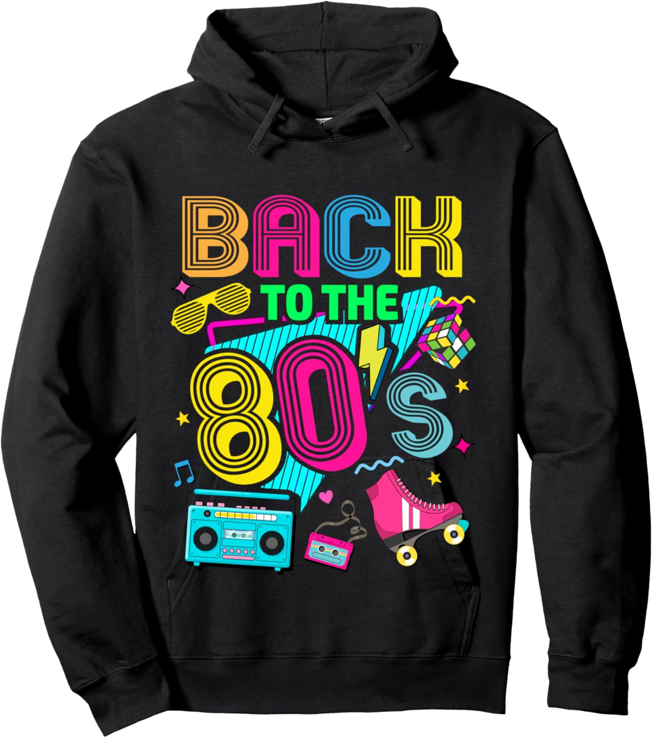 Back to 80's 1980s Retro Vintage Eighties Costume Party Hoodie - Hoodie | Black
