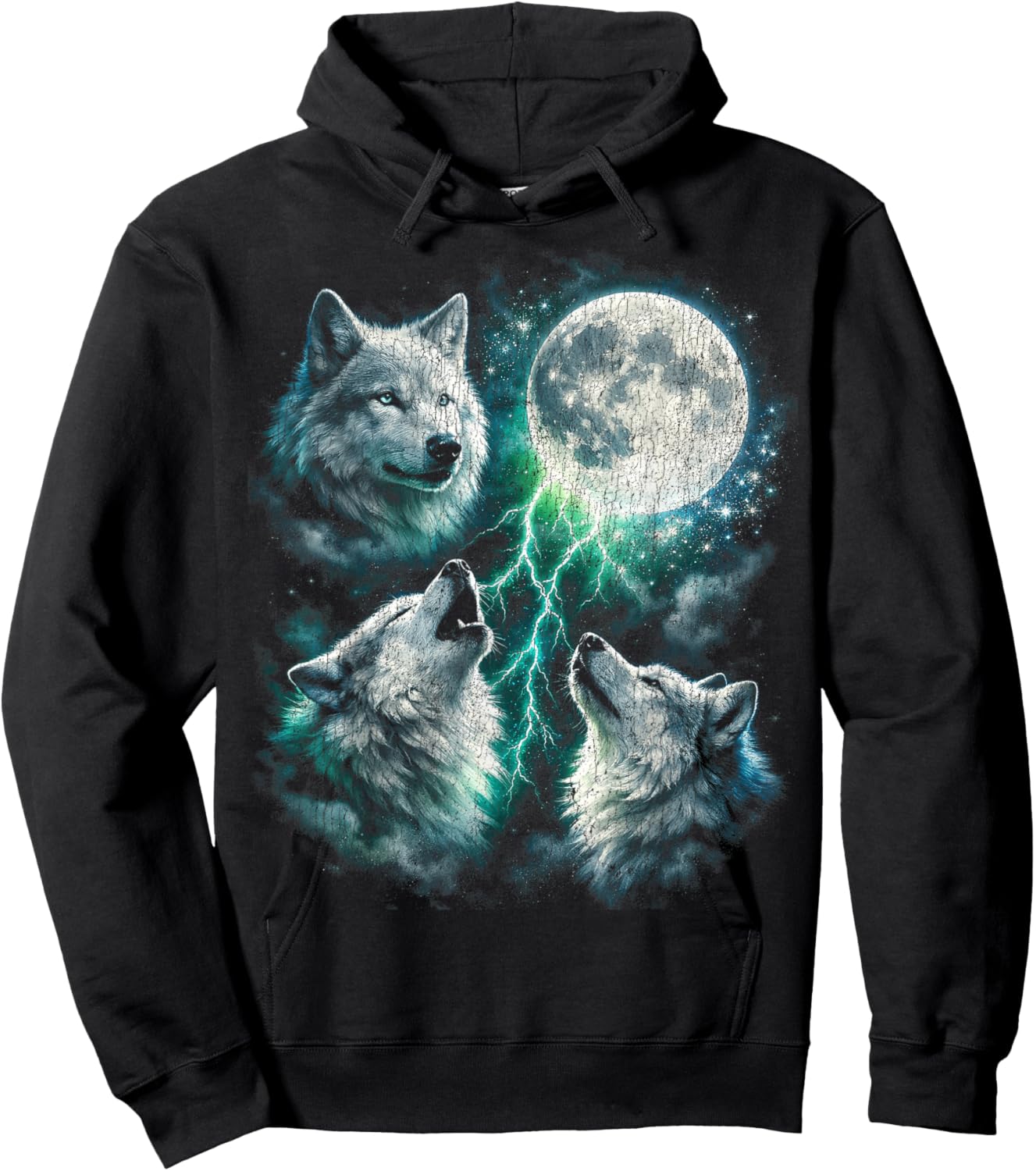 Vintage Wölfe heulen auf dem Mond Retro Wolf Lover Lustig Hoodie - Hoodie | Black