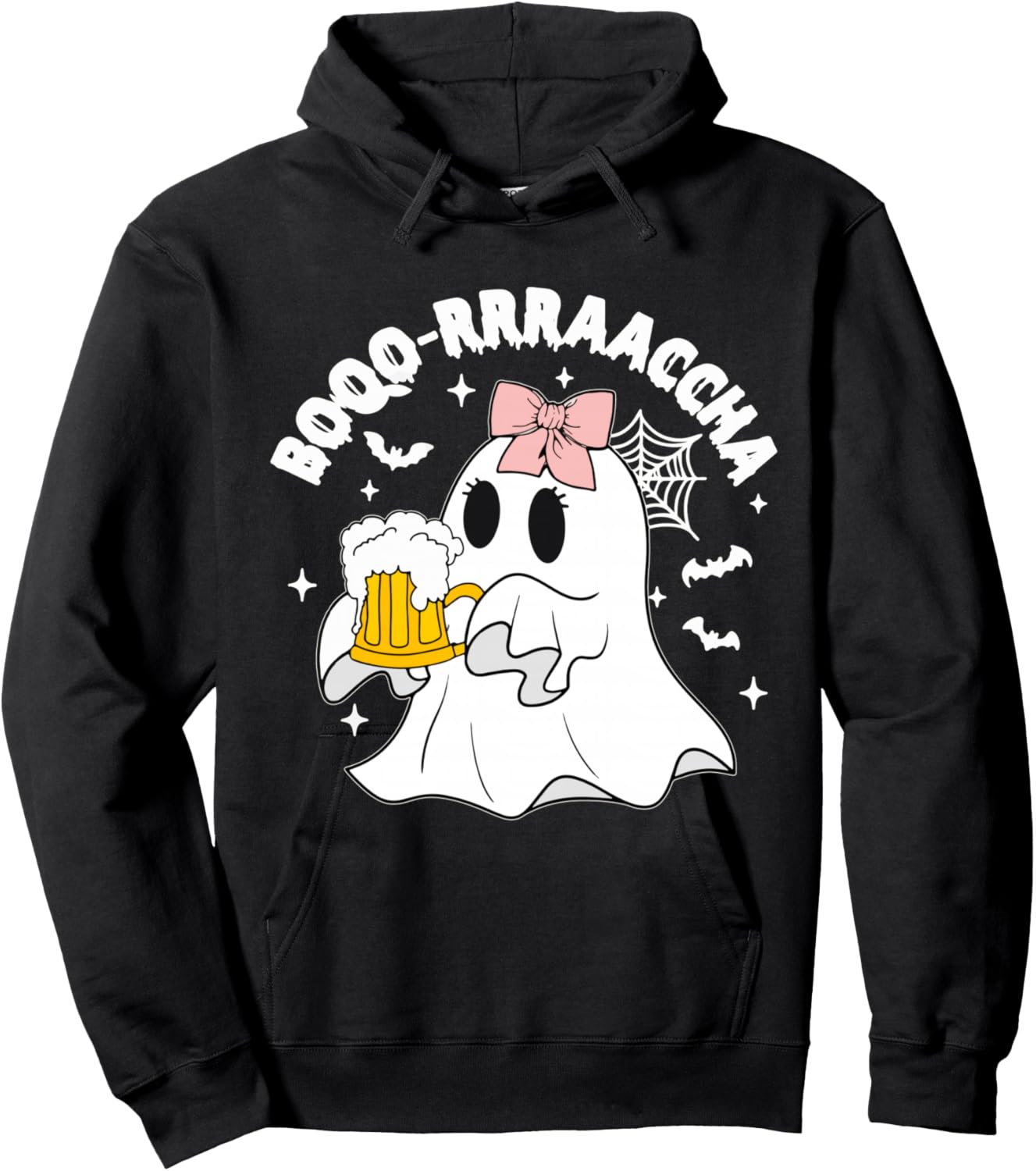 Boo-racha Funny Halloween Ghost Beer Design Borracha Funny Hoodie - Hoodie | Black