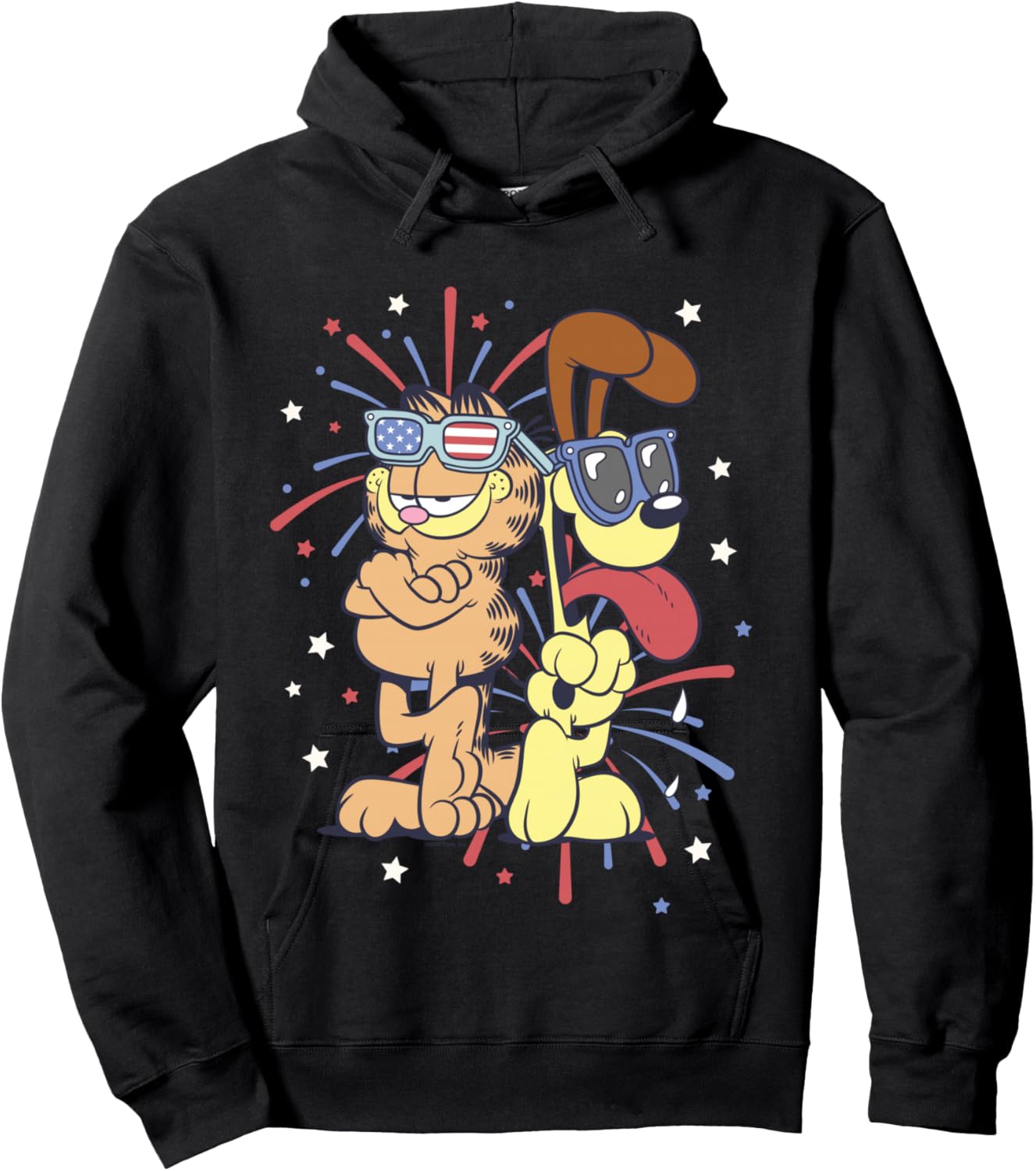 Garfield 4th of July Garfield & Odie Back to Back Fireworks Hoodie - Hoodie | Black