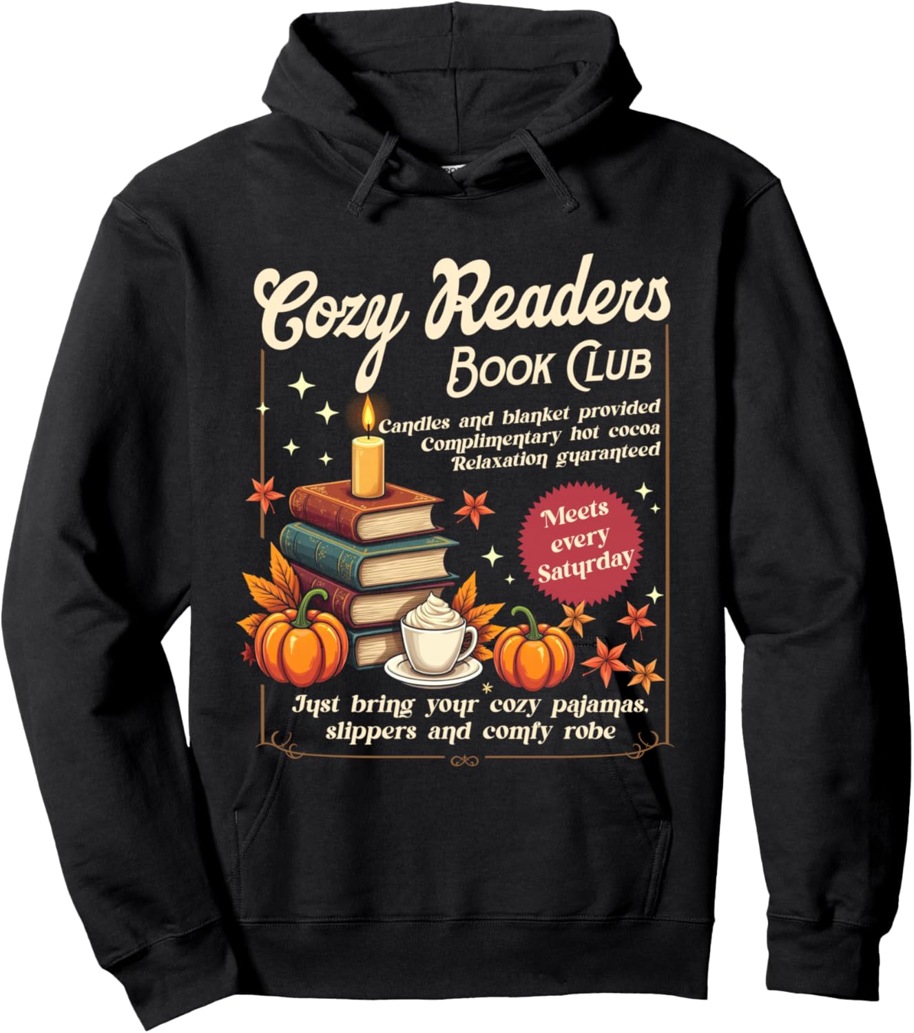 Cozy Reader Book-Club Fall Bookish Booktrovert Librarian Hoodie - Hoodie | Black