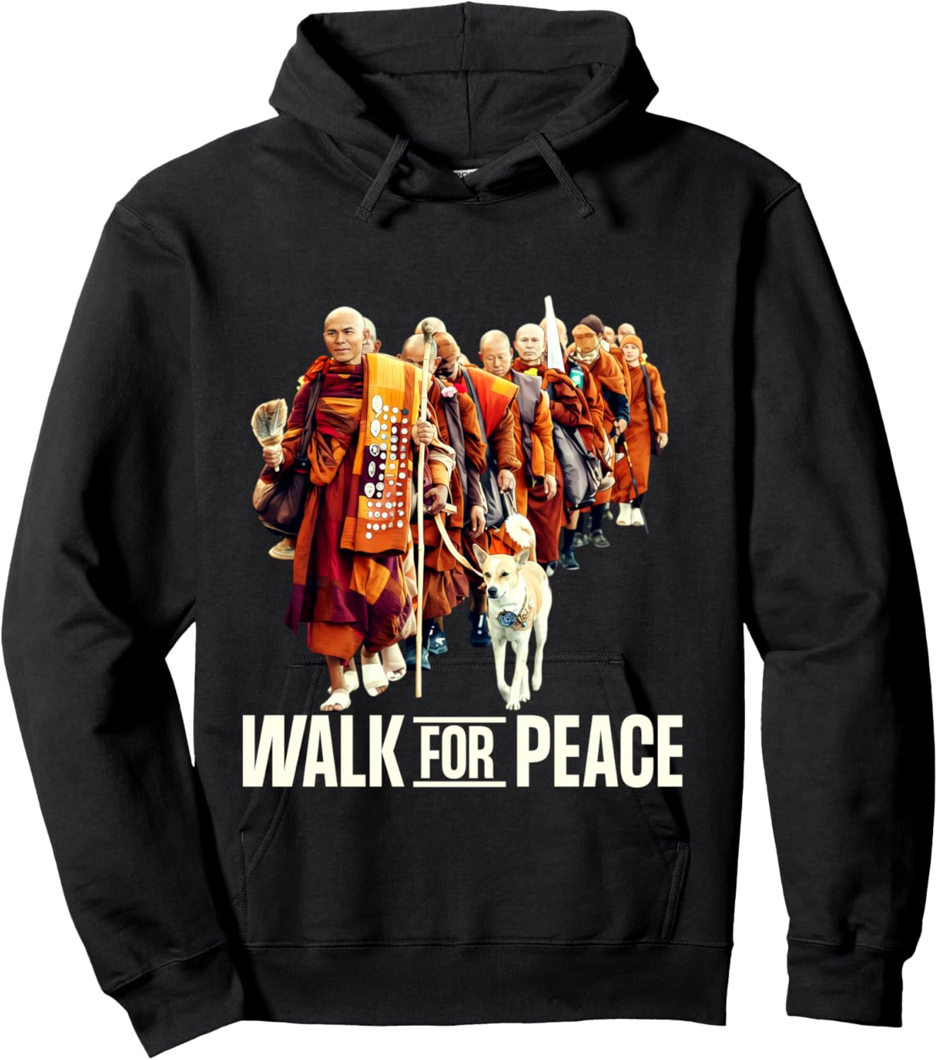 Peace Walking Monks and Aloka Dog Walk for Peace Shirt Hoodie - Hoodie | Black