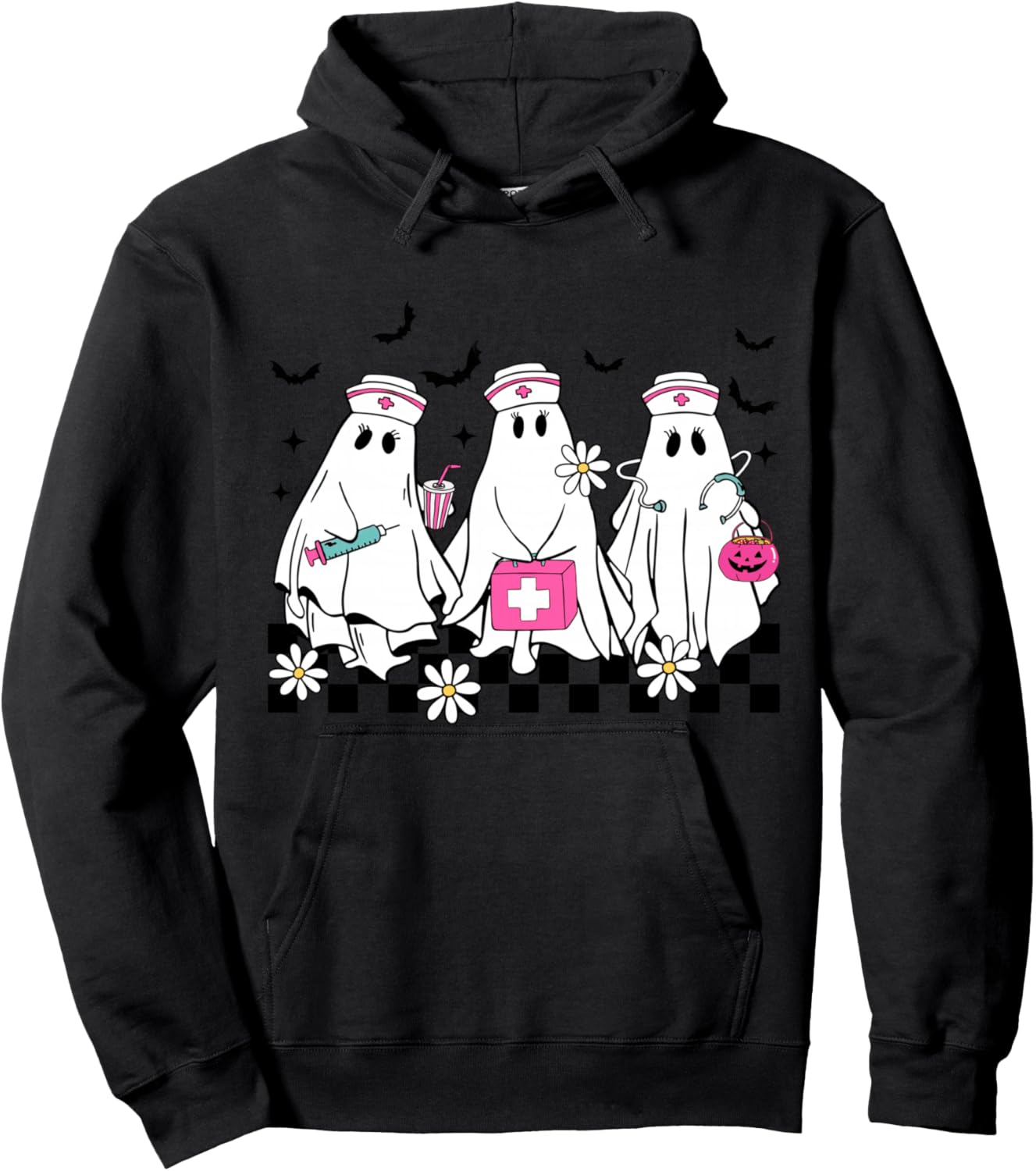 Boo Crew Night Shift Nurse Ghost Halloween Nursing Student Hoodie - Hoodie | Black
