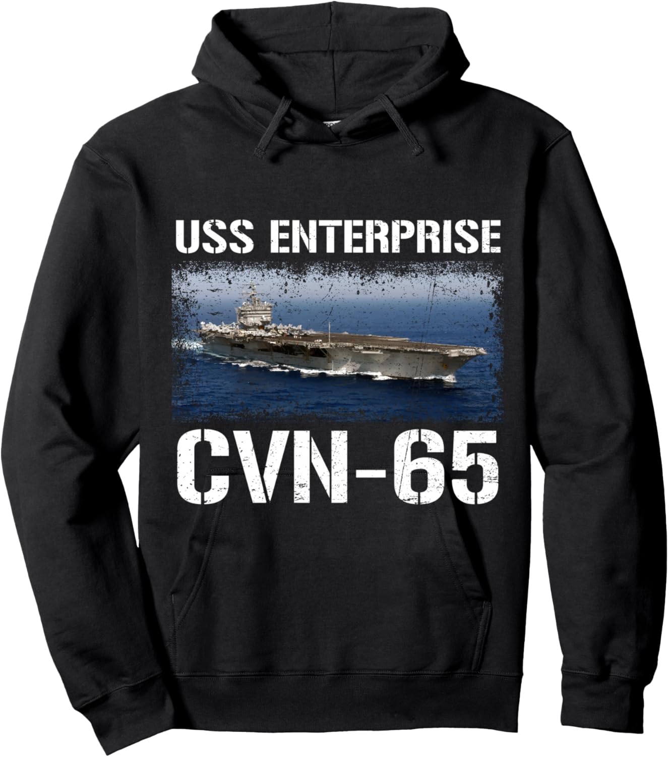 USS Enterprise CVN-65 Veteran Aircraft Carrier Flag USA Hoodie - Hoodie | Black