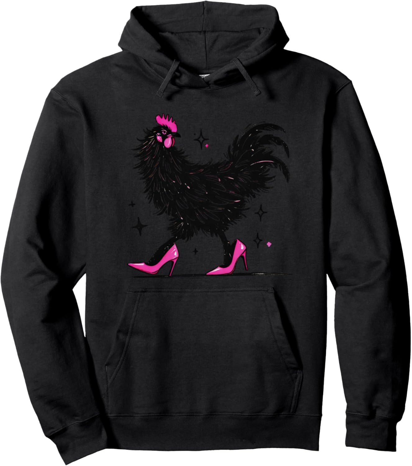 Crazy Chicken in Pink Heels Color Hoodie - Hoodie | Black