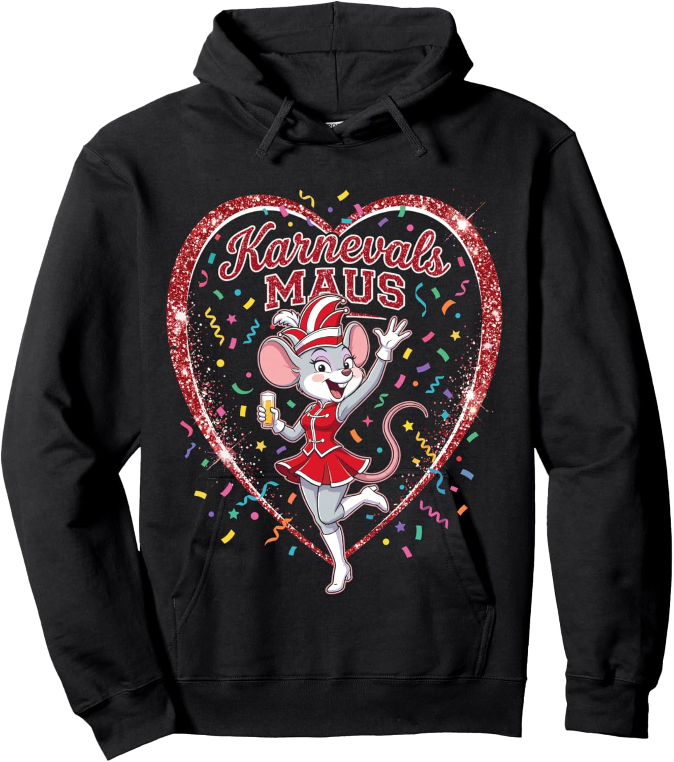 Carnival Mouse Red White Cologne Carnival Alaaf Women's Long-Sleeved Shirt Hoodie - Hoodie | Black