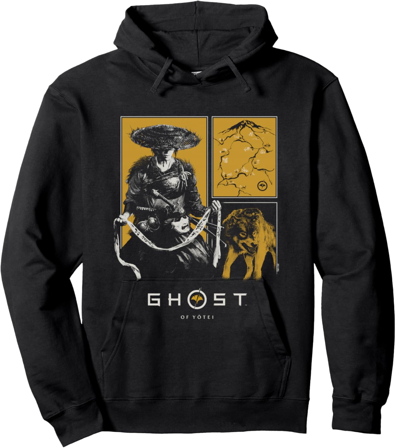 Atsu and Wolf Portrait Panels Video Game Hoodie - Hoodie | Black