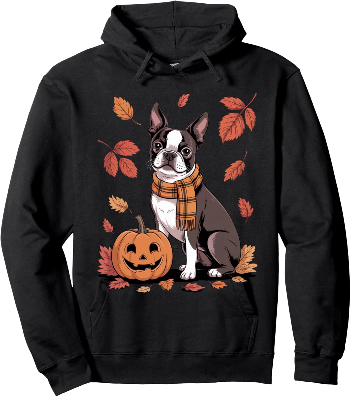 Boston Terrier Dog Lover Pumpkin Fall Autumn Thanksgiving Hoodie - Hoodie | Black