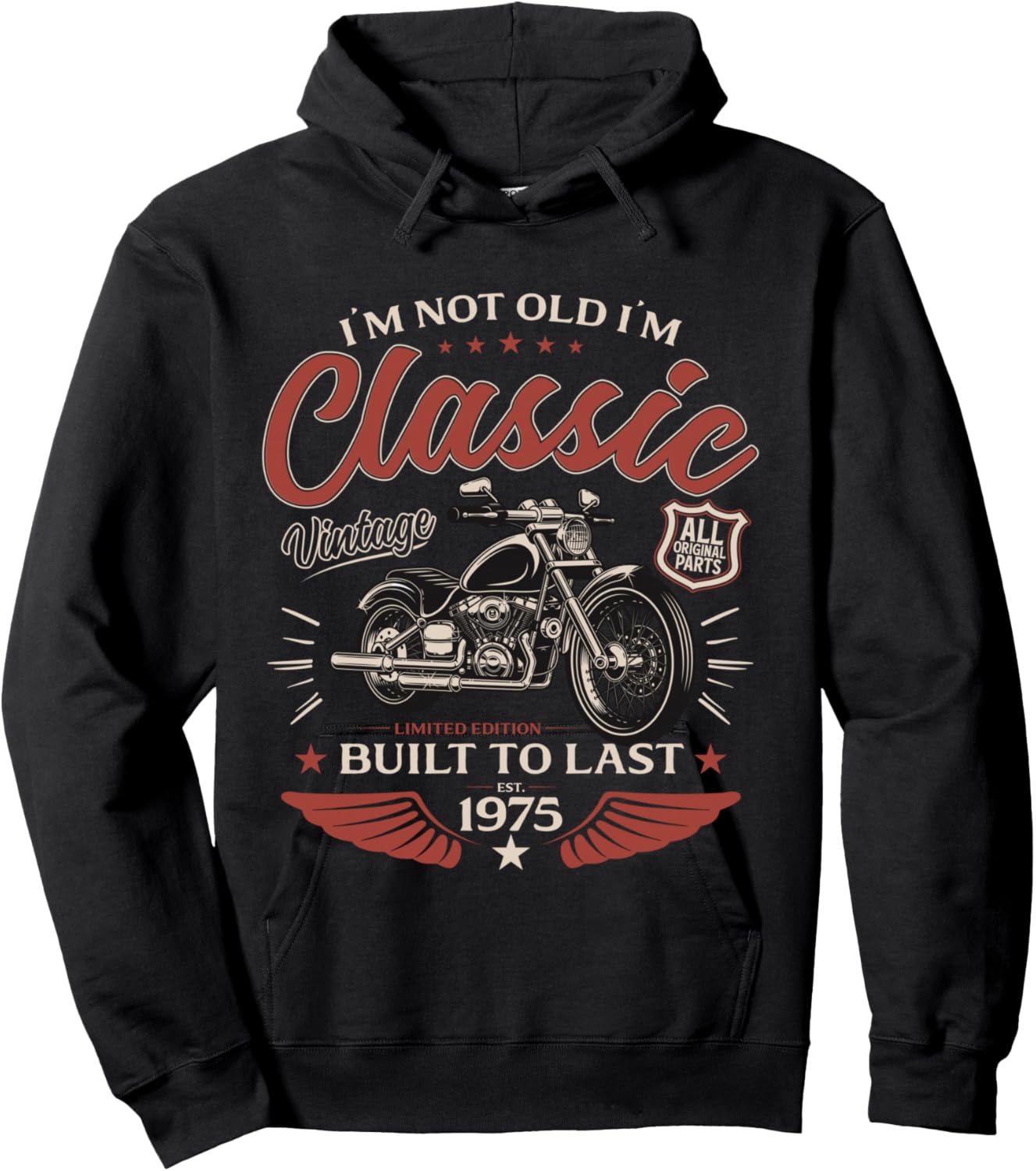 50th Anniversary Man Motorcycle Biker 1975 Hoodie - Hoodie | Black