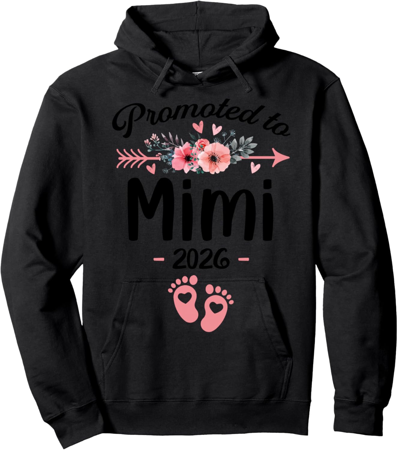 Promoted to Mimi Est 2026 Floral Hoodie - Hoodie | Black