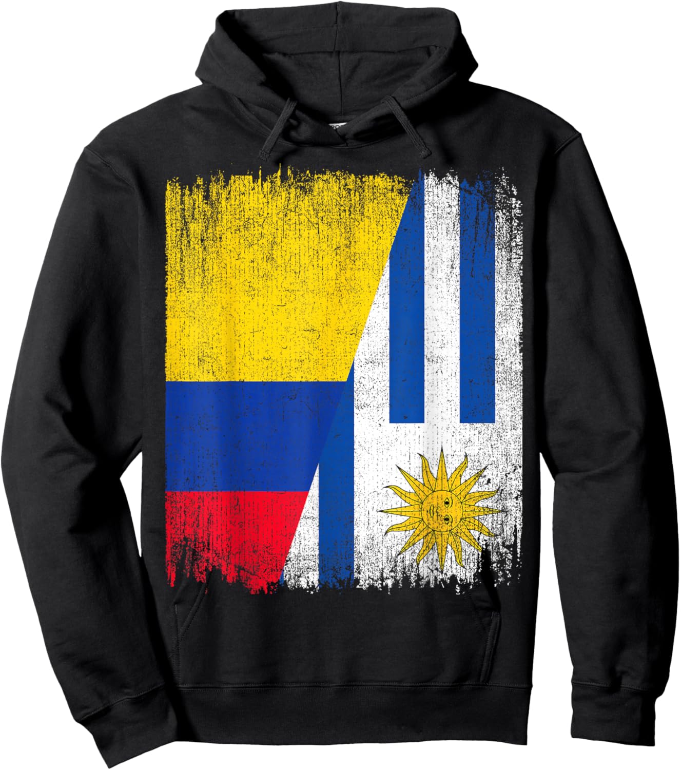 Half Colombia Uruguay Flag Colombian Uruguayan Pride Roots Hoodie - Hoodie | Black
