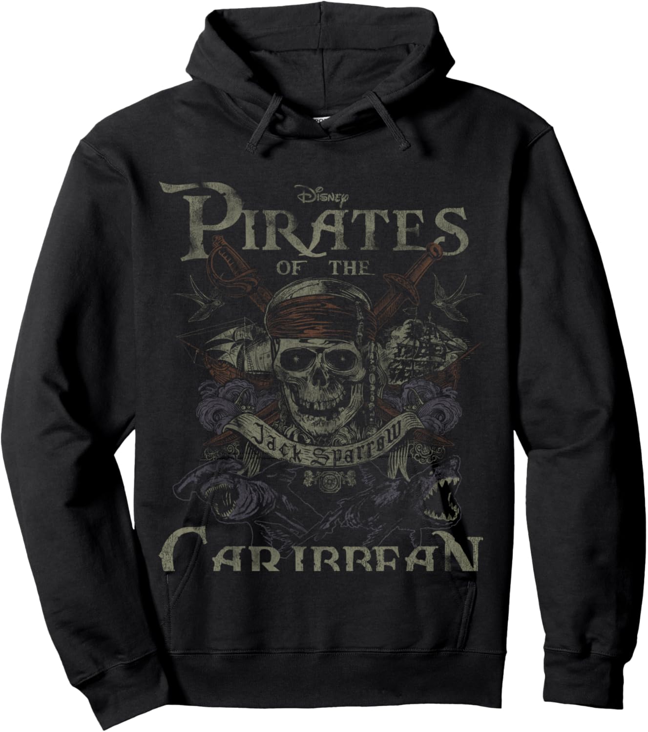 Pirates Of The Caribbean Skull Jack Sparrow Manche Longue Hoodie - Hoodie | Black