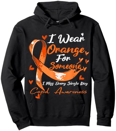 I Wear Orange For Someone COPD Awareness Orange Ribbon Hoodie - Hoodie | Black