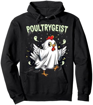 Chicken Ghost Poultrygeist Halloween Costume Farmer Hoodie - Hoodie | Black