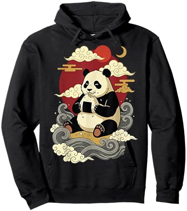 Panda Eating Onigiri Japanese Sushi Manga Japan Hoodie - Hoodie | Black