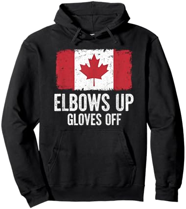 Elbows Up Gloves Off Canadian Flag Pro Canada Hoodie - Hoodie | Black