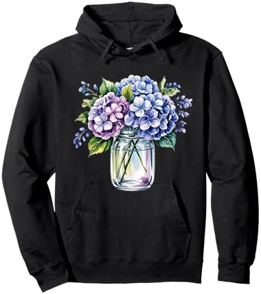Blue Hydrangea Design Flower Lovers and Hydrangea Hoodie - Hoodie | Black