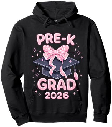pre-k Graduation 2026 Pink Bow Preschool Grad 2026 Girls Hoodie - Hoodie | Black