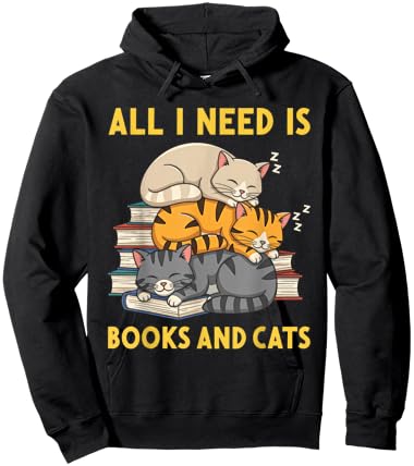 All I Need is Books and Cats Hoodie - Hoodie | Black