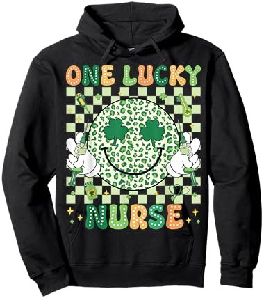One Lucky Nurse St Patrick's Day Shamrock Irish Women Girl Hoodie - Hoodie | Black