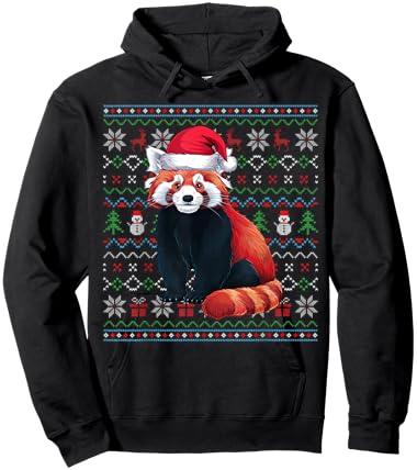 Ugly Red Panda Lovers Xmas Sweater Santa Christmas Hoodie - Hoodie | Black