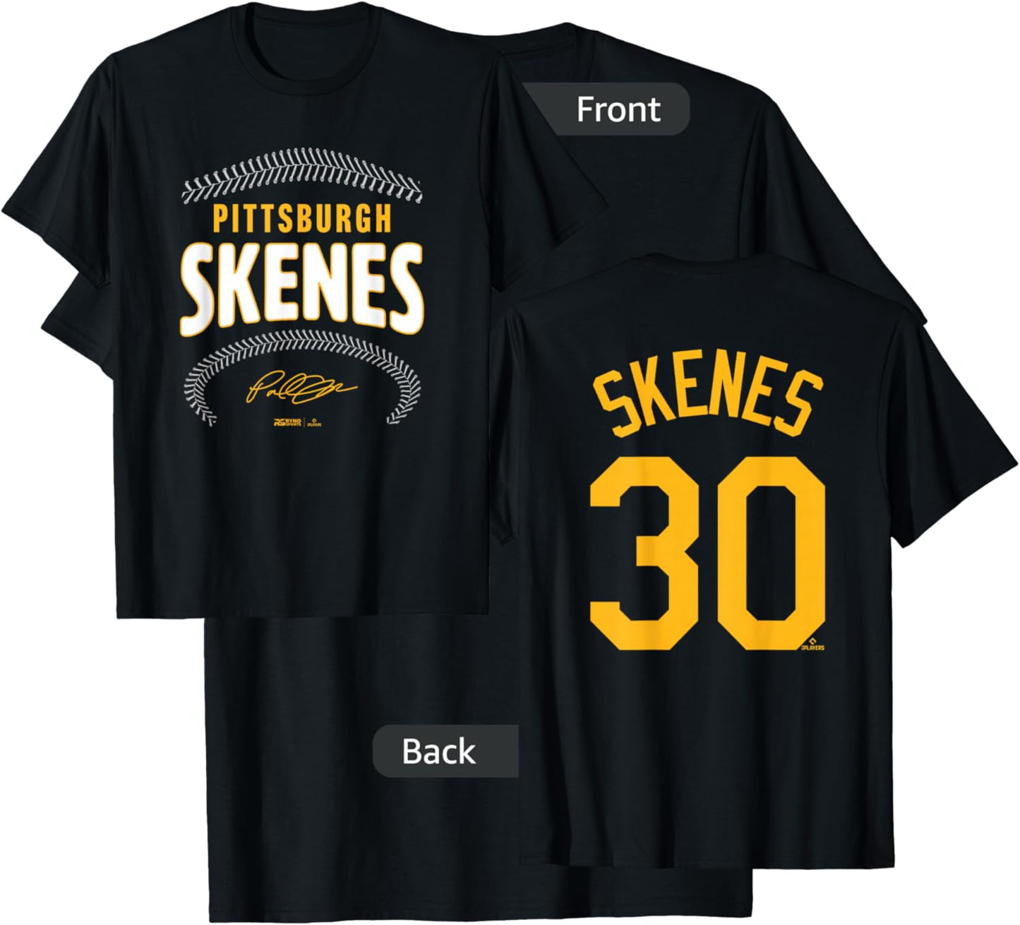 Paul Skenes Pittsburgh Name & Number (Front & Back) MLBPA T-Shirt - T-Shirt | Black