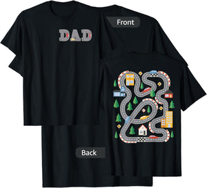 Cool Playmat Car Race Track On Back DAD Toddler (Two Side) T-Shirt - T-Shirt | Black