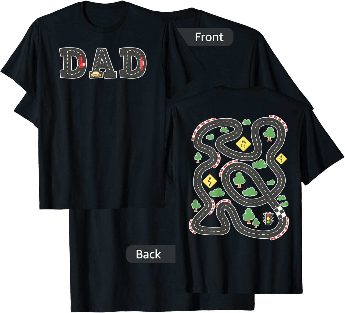 Cool Playmat Car Race Track On Back DAD Toddler T-Shirt - T-Shirt | Black