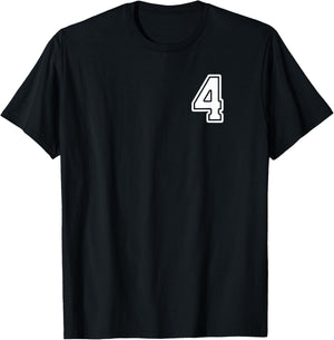Number 4 Shirt #4 Player Sports Team Men Women Kids T-Shirt - T-Shirt | Black