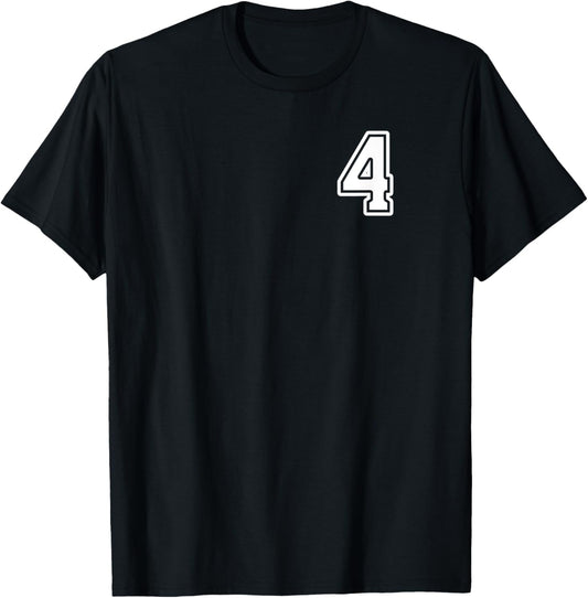 Number 4 Shirt #4 Player Sports Team Men Women Kids T-Shirt - T-Shirt | Black