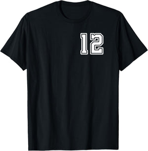 Number 12 Shirt #12 Player Sports Team Men Women Kids T-Shirt - T-Shirt | Black