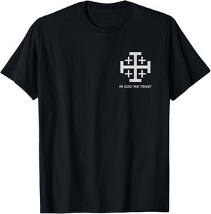 In God we trust Christian Jerusalem cross Trad Based T-Shirt - T-Shirt | Black