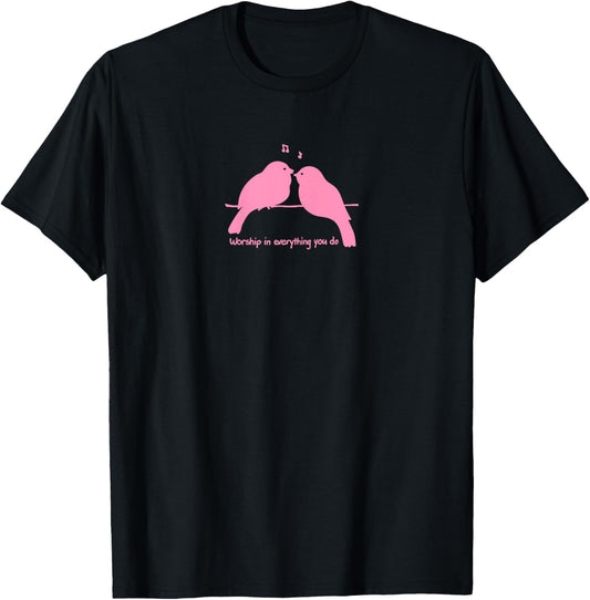 Joyful Birds Singing T-Shirt - T-Shirt | Black