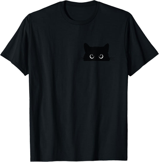 Cute Black Cat Peeking Halloween Spooky Season Fall Women T-Shirt - T-Shirt | Black