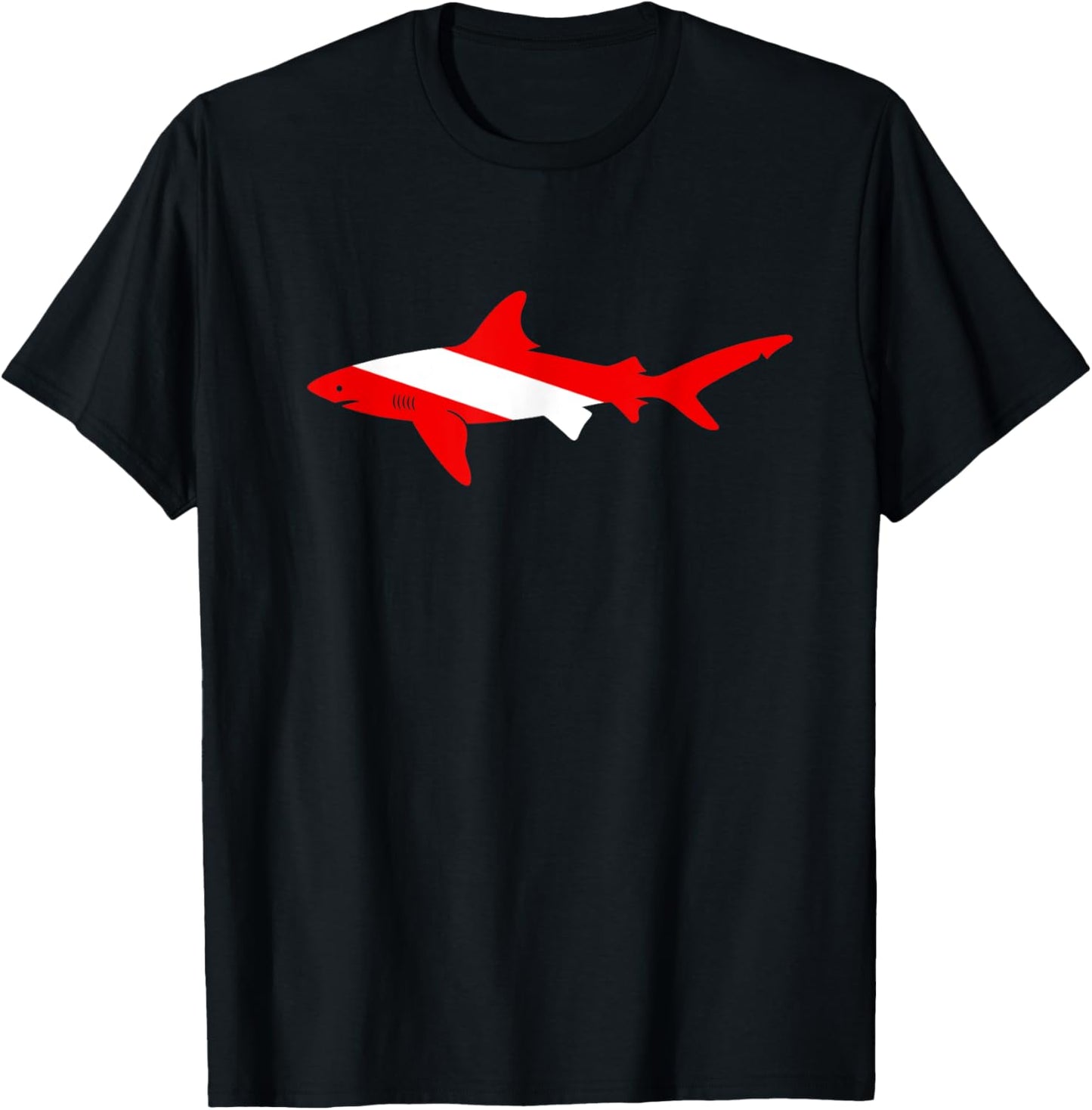 Dive Shark Diver Shirts Men Flag Scuba Diving Graphic T-Shirt - T-Shirt | Black