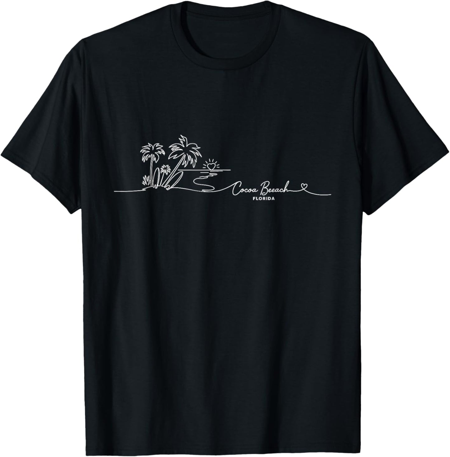 Cocoa Beach, Florida Signature Heart Art - Beach Souvenir T-Shirt - T-Shirt | Black
