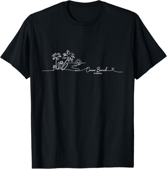 Cocoa Beach, Florida Signature Heart Art - Beach Souvenir T-Shirt - T-Shirt | Black