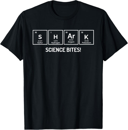 SHARK Science Bites Funny Periodic Table Chemistry T-Shirt - T-Shirt | Black