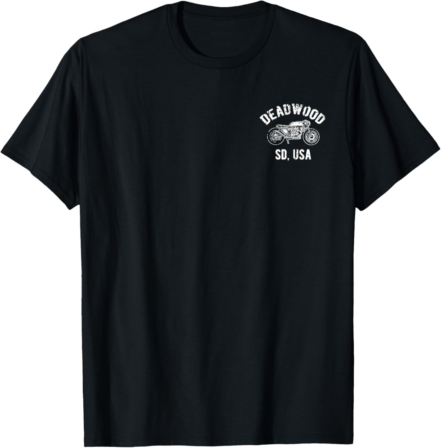 Deadwood South Dakota USA Motorcycle Distressed Design T-Shirt - T-Shirt | Black
