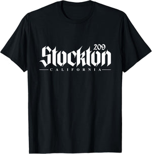 Stockton California 209 Area Code CA USA T-Shirt - T-Shirt | Black