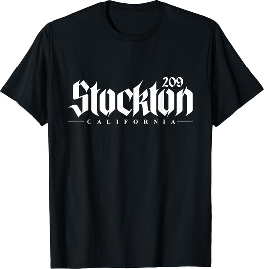 Stockton California 209 Area Code CA USA T-Shirt - T-Shirt | Black