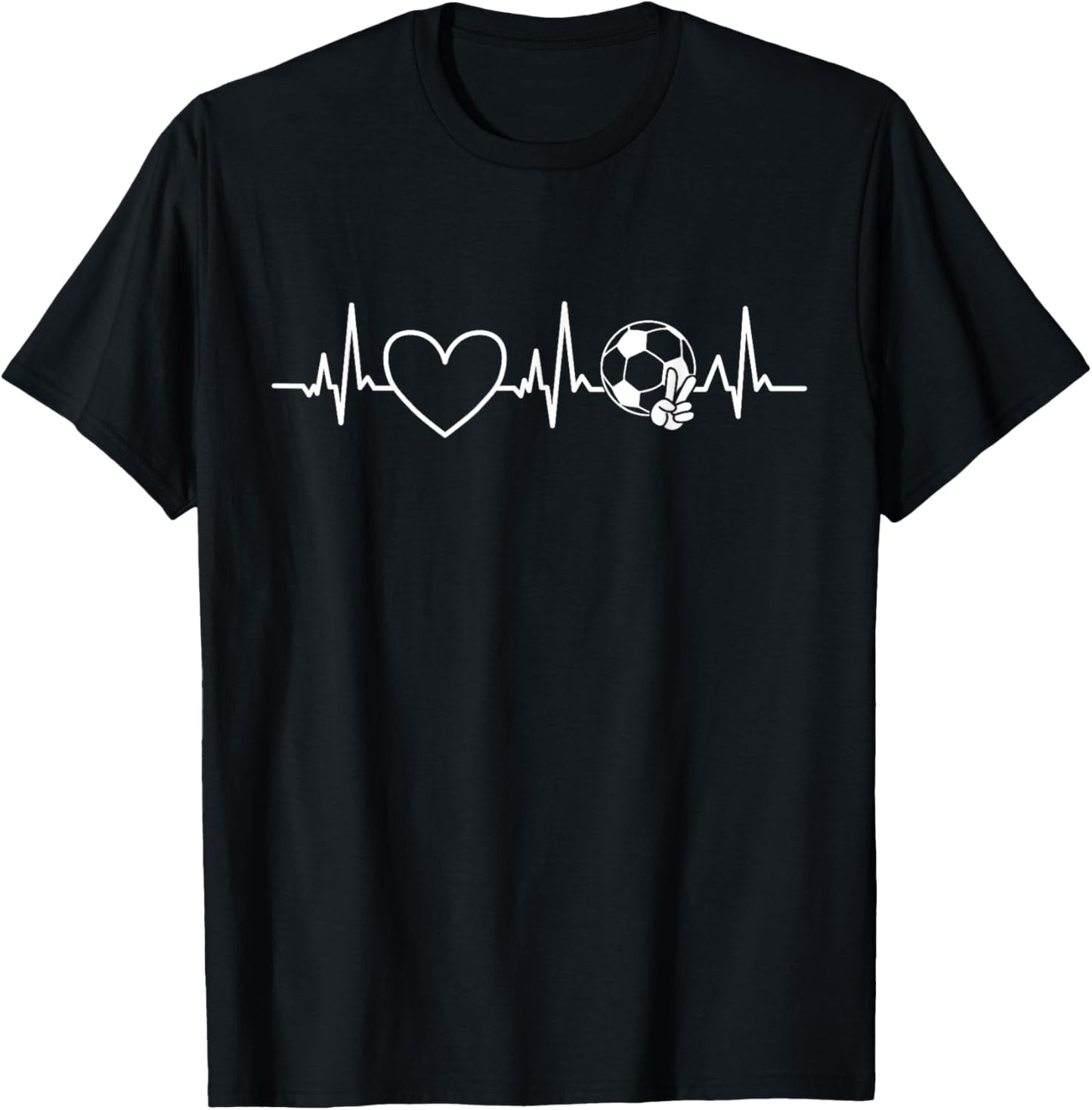 Soccer Heartbeat Design Women Football Dad Mom T-Shirt - T-Shirt | Black