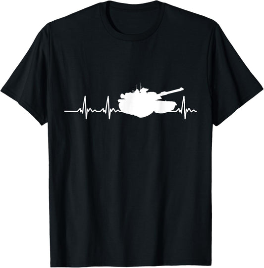 M1 Abrams Tank Heartbeat Proud US Military Battle Tanker T-Shirt - T-Shirt | Black