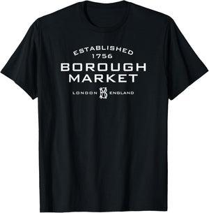 Borough Market London England Established 1756 White Print T-Shirt - T-Shirt | Black