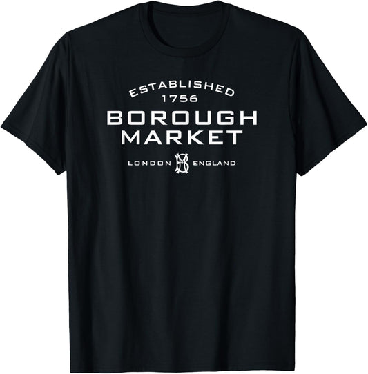 Borough Market London England Established 1756 White Print T-Shirt - T-Shirt | Black
