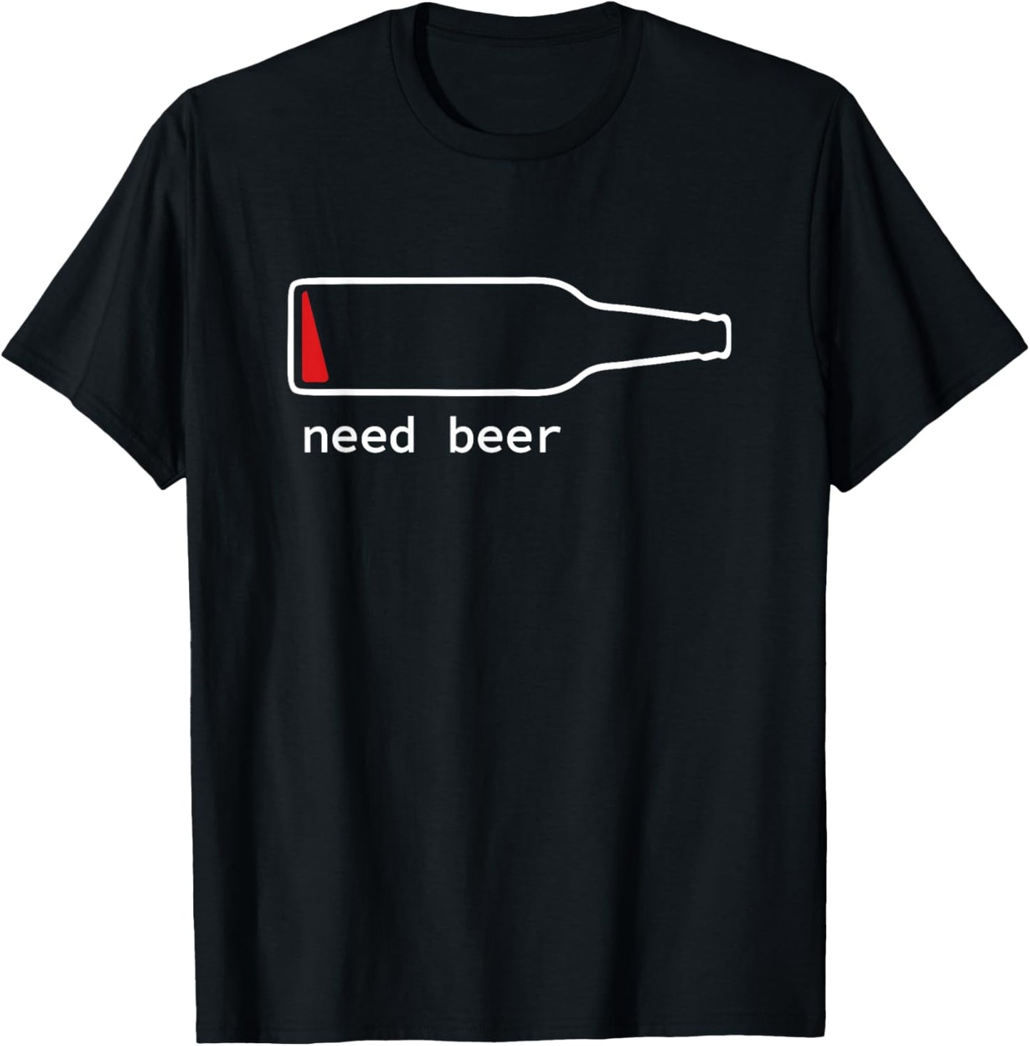 Funny Drinking Guy Stuff Low Battery Need Beer T-Shirt - T-Shirt | Black