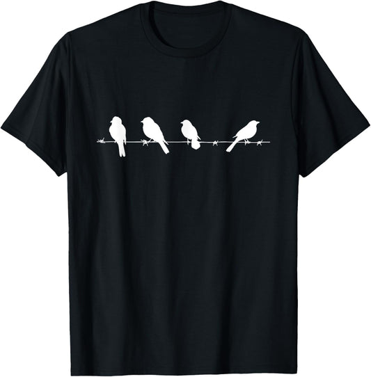 Birds on a Tree, Branch Birding Bird Watchers Gifts T-Shirt - T-Shirt | Black