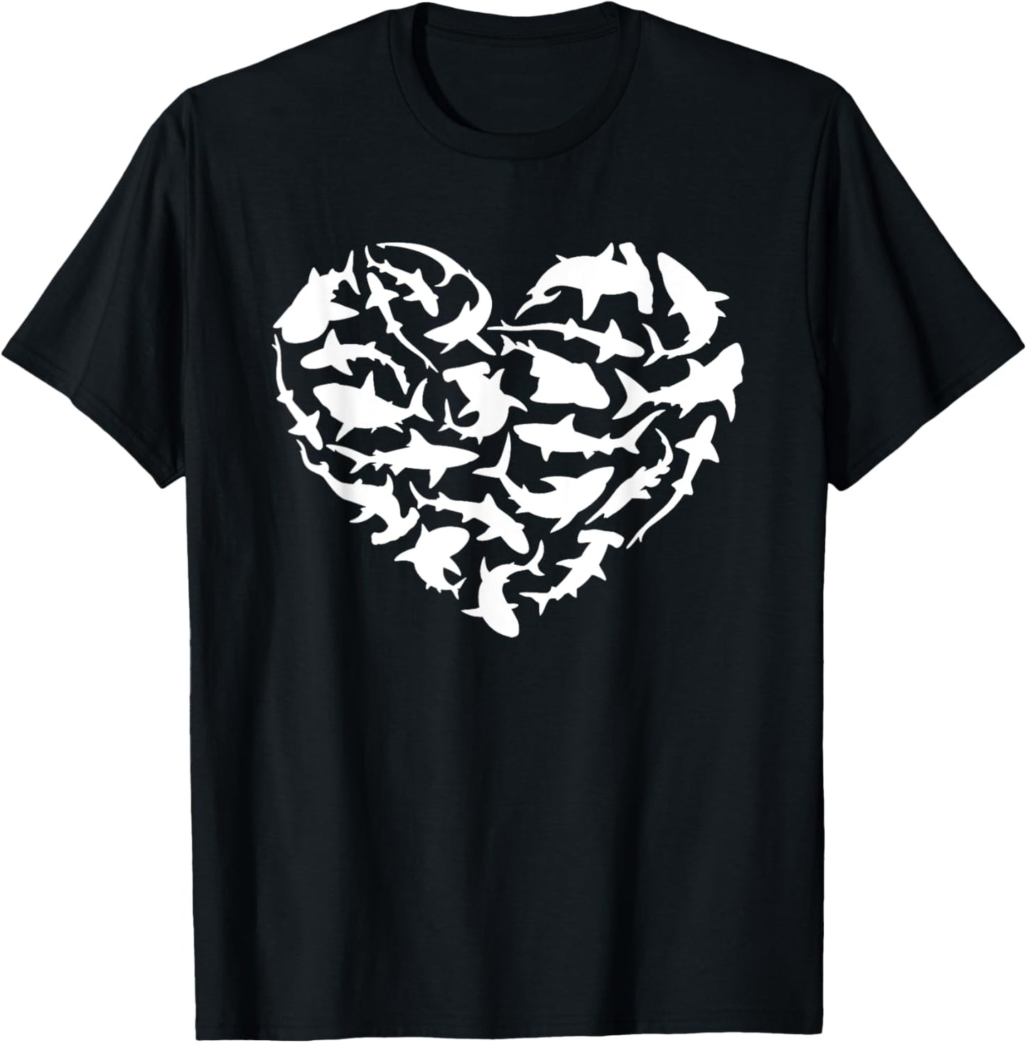 Shark Heart I Love Sharks Shark T-Shirt - T-Shirt | Black